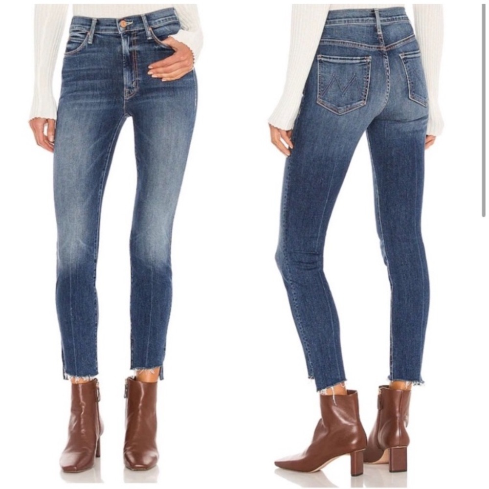 MOTHER DENIM/ The Stunner Zip Ankle Step Fray/ Walking On Coals/ Stretch Denim
